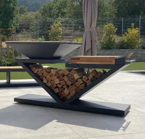 barbecue fire pit bbq brazier corten steel barbecue grill table for outdoor - Image 3