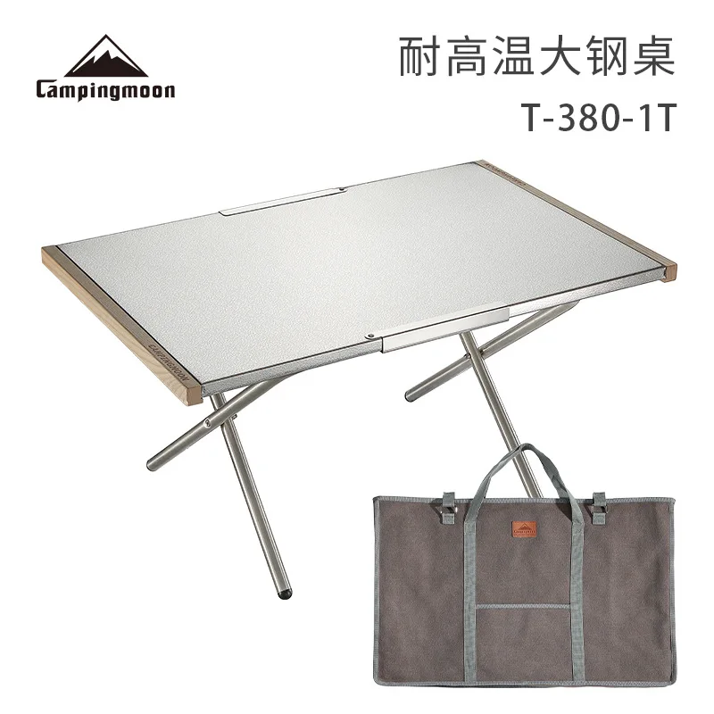 CAMPINGMOON T-380 Portable Large Steel Table OutdoorStorage Tea Making Picnic Barbecue Table Camping Cuisine Foldable Table - Image 2