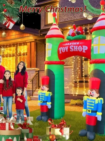 Super Large Christmas Nutcracker Self Inflatable with 6 Pcs LED Lights Outdoor Decoration