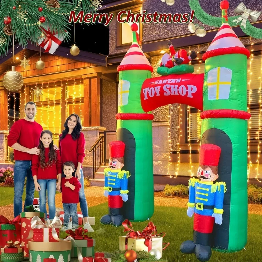 Super Large Christmas Nutcracker Self Inflatable with 6 Pcs LED Lights Outdoor Decoration