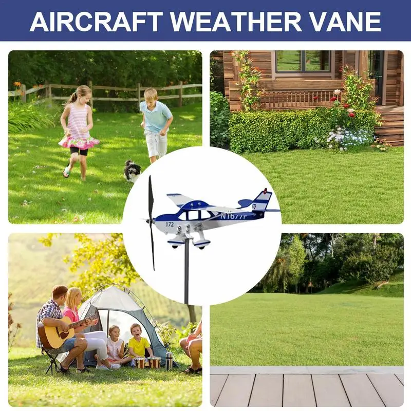 Wind Vane For Yard Sturdy Metal Airplane Shapes Wind Vane Decorative Multifunctional Wind Direction Indicators Weather Vanes - Image 3