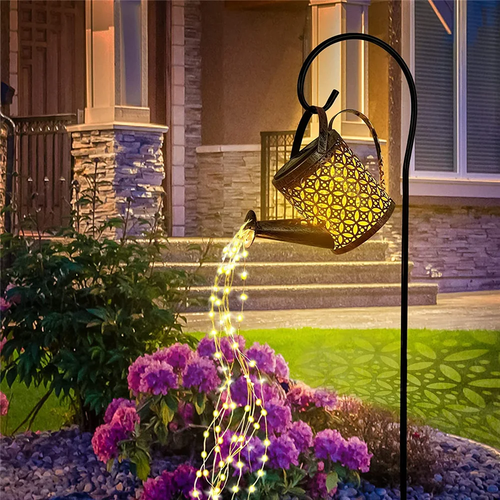 Solar Watering Can Light Hanging Waterfall Lamp Waterproof LED Lamp
