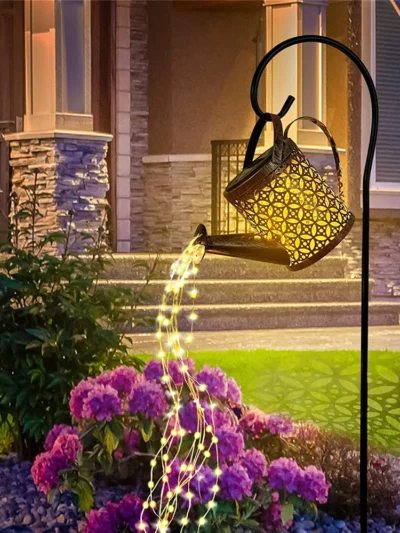 Solar Watering Can Light Hanging Waterfall Lamp Waterproof Outdoor Garden Decor Yard Porch Lawn Backyard Landscape Sun LED Lamp