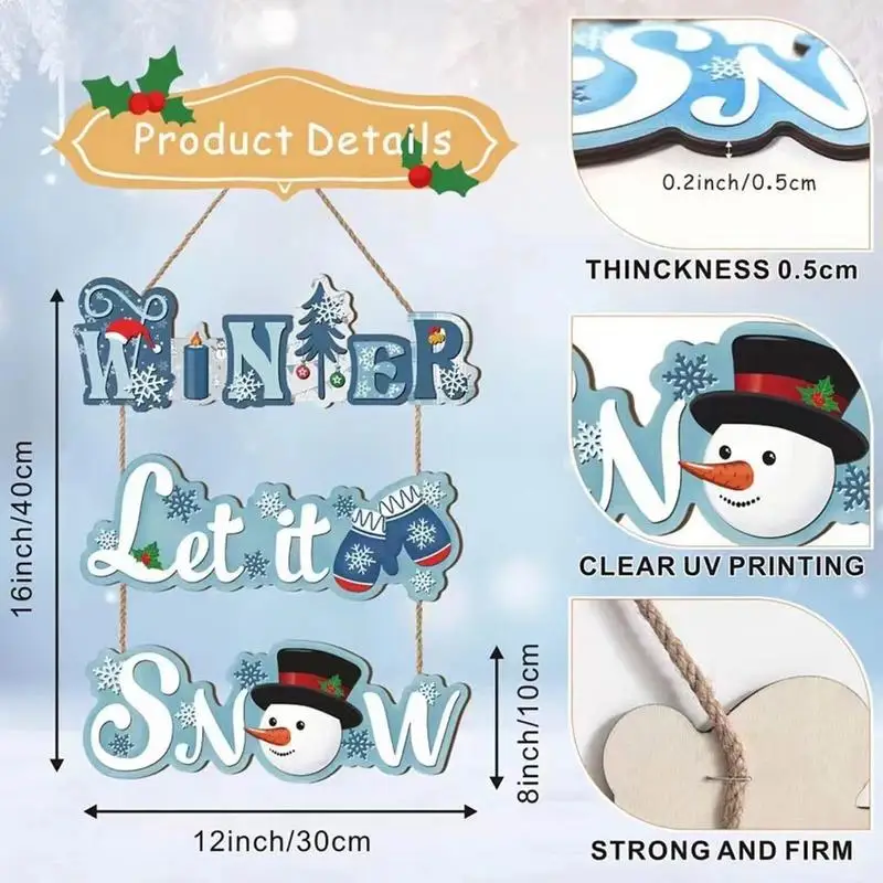 Wooden Snowman Snowflake Winter Sign Christmas Decoration - Image 6