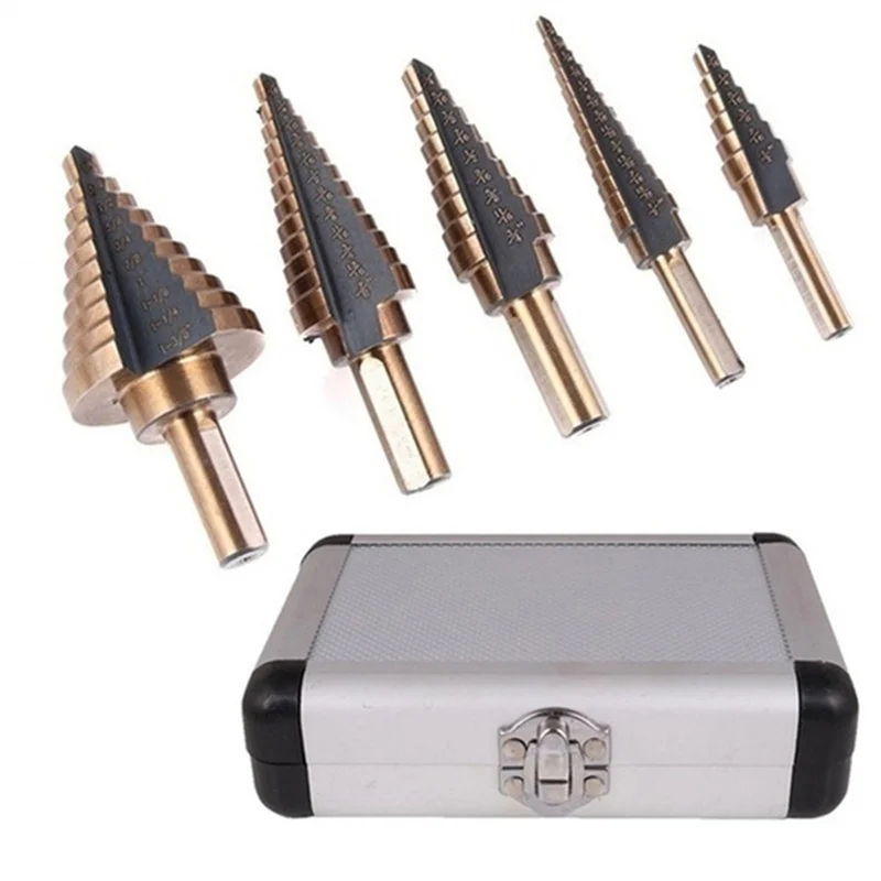 5pcs Step Drill Bit Set Carbide Drill Perforator Hole Cutter Tool - Image 16