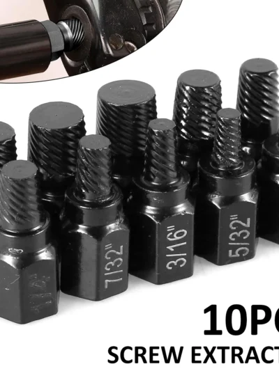 10Pcs Screw Extractor Kit Alloy Steel Damaged Screw Remover Set Metal Easy Out