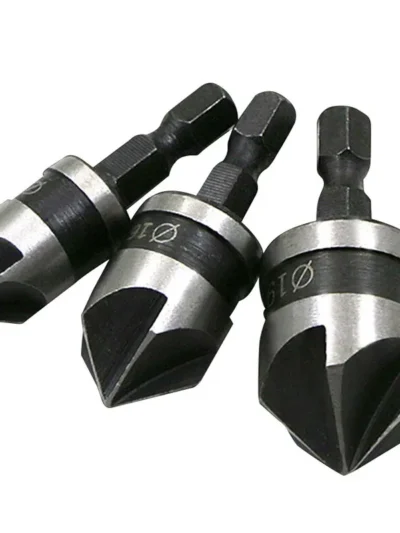 3PC Hexagonal Shank 90 Degree Black Five Blade Chamferer Countersink