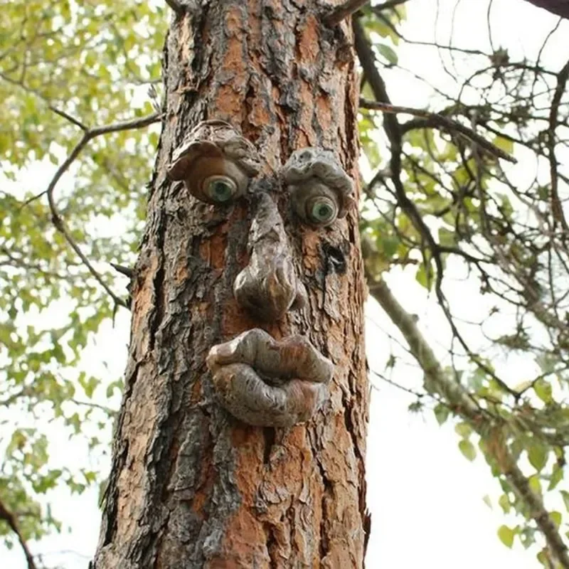 Outdoor Tree Face Statues Old Man Tree Hugger Bark Ghost Face Decoration Funny Yard Art Tree Decor Outdoor Garden Creative Props - Image 5