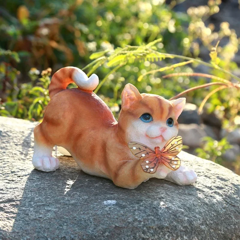 Solar Garden Lawn Animal Sculpture Luminous Resin Yard Cat Art Statue - Image 3