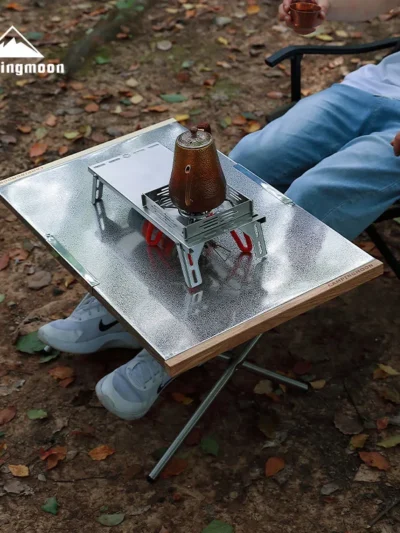 CAMPINGMOON T-380 Portable Large Steel Table OutdoorStorage Tea Making Picnic Barbecue Table Camping Cuisine Foldable Table