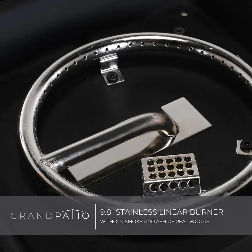 Propane Gas Fire Pit Table 41 Inch Wicker Base Marble-Texture Ceramic Tile Top Outdoor Square Fire Pit Outdoor Heating - Image 5