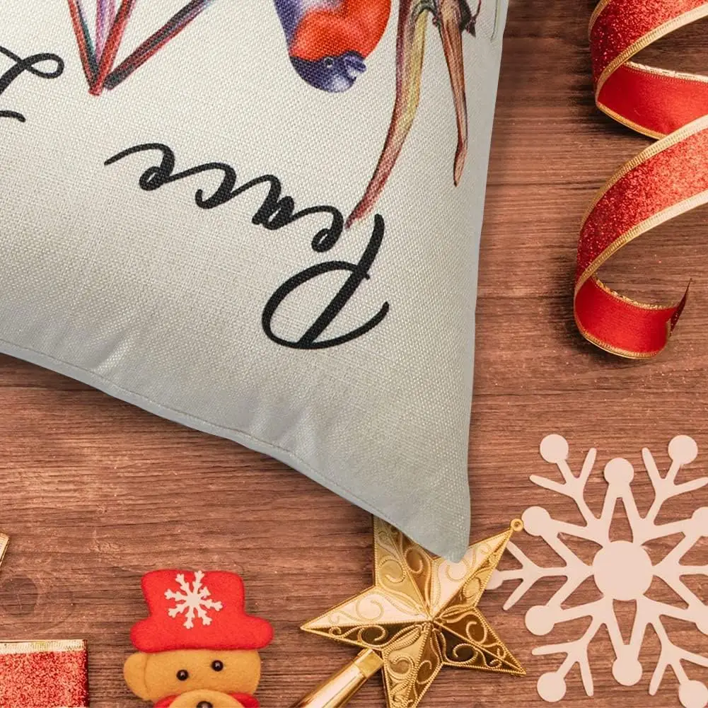 Christmas Throw Pillow Covers Linen Merry Christmas Cushion Case Garden Winter Holiday Pillowcase for Patio Furniture Couch - Image 3