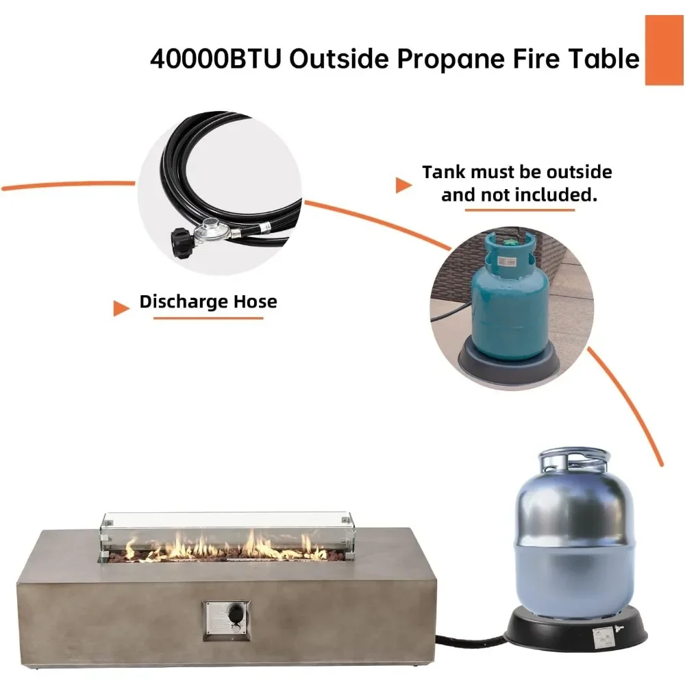 56'' Propane Fire Pit Table W Wind Guard & 20lb Tank Cover,50000 BTU Fire Pit W Waterproof Cover & Fire Stone,Fire Pit Table - Image 5
