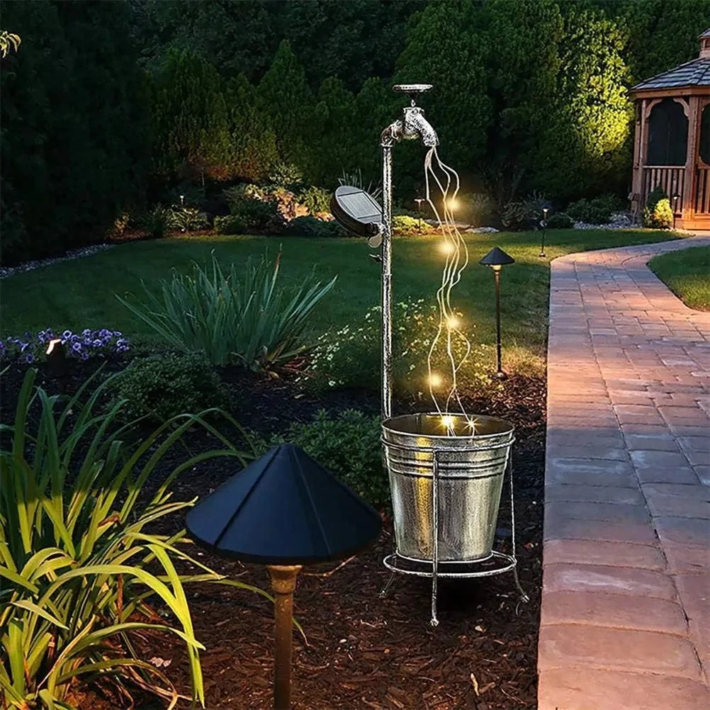 Solar Watering Tap Lights Led Iron Planter Lantern Waterproof - Image 8