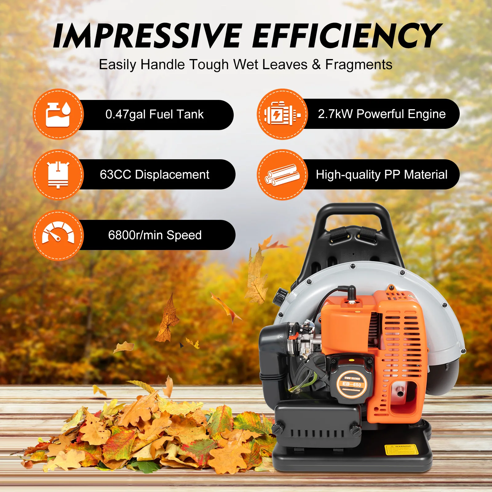 Backpack Leaf Blower 63CC 2 Stroke Gas Powered Leaf Blowers