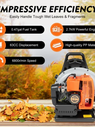 Backpack Leaf Blower 63CC 2 Stroke Gas Powered Leaf Blowers