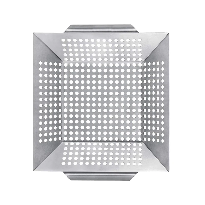 BBQ Grilling Basket Vegetables Meat Baking Dish Pan Stainless Steel Non-stick - Image 7