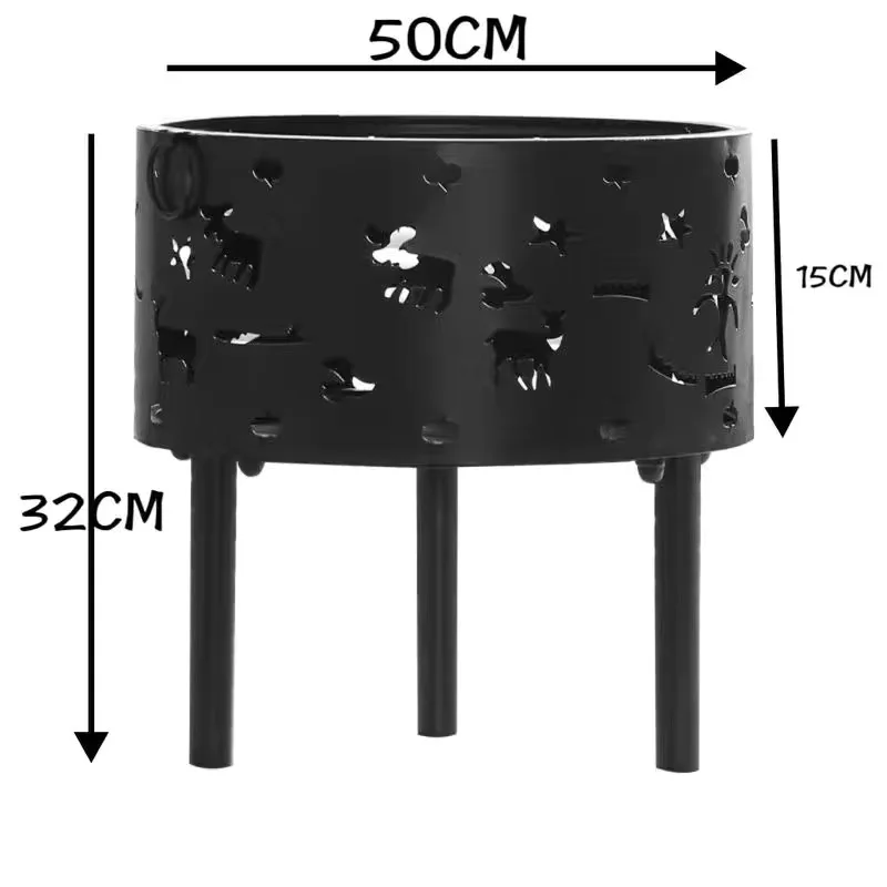 Christmas 50cm Large portable carbon oven fire round table family BBQ camping heating oven barbecue camp picnic rack - Image 2