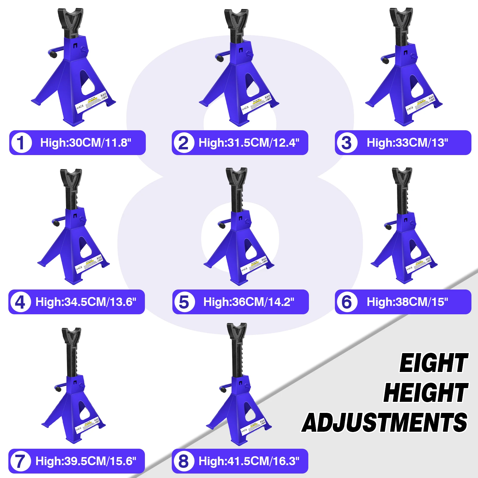 DayPlus Heavy Duty 3 Ton Axle Stands - Image 2