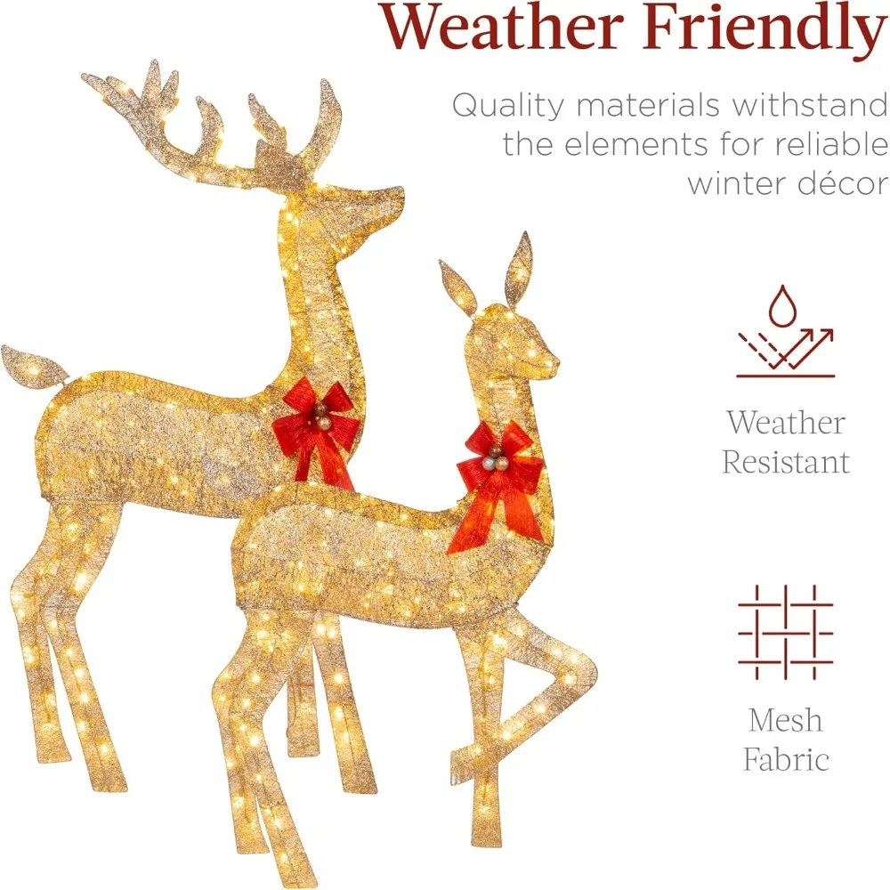 3-Piece Large Lighted Christmas Deer Family Set 5Ft Outdoor Yard Decoration with 360 LED Lights, Stakes - Image 5