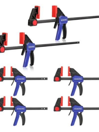 WORKPRO Bar Clamps for Woodworking One-Handed Clamp/Spreader, 6-Inch and 12-Inch Wood Clamps Set