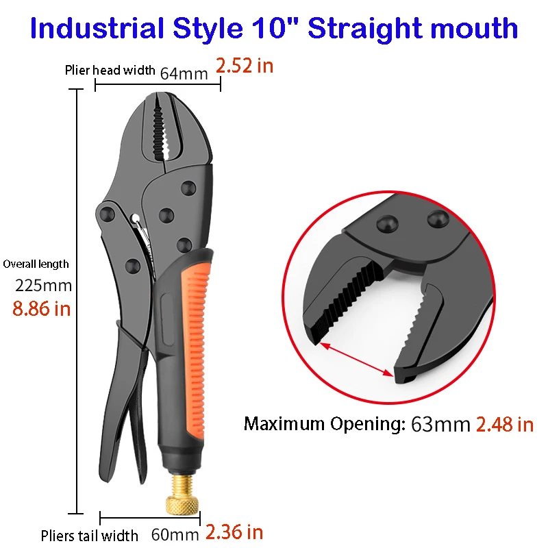 7/9/10" Multi-Function Locking Pliers Round/Straight Mouth Pipe Wrench - Image 8