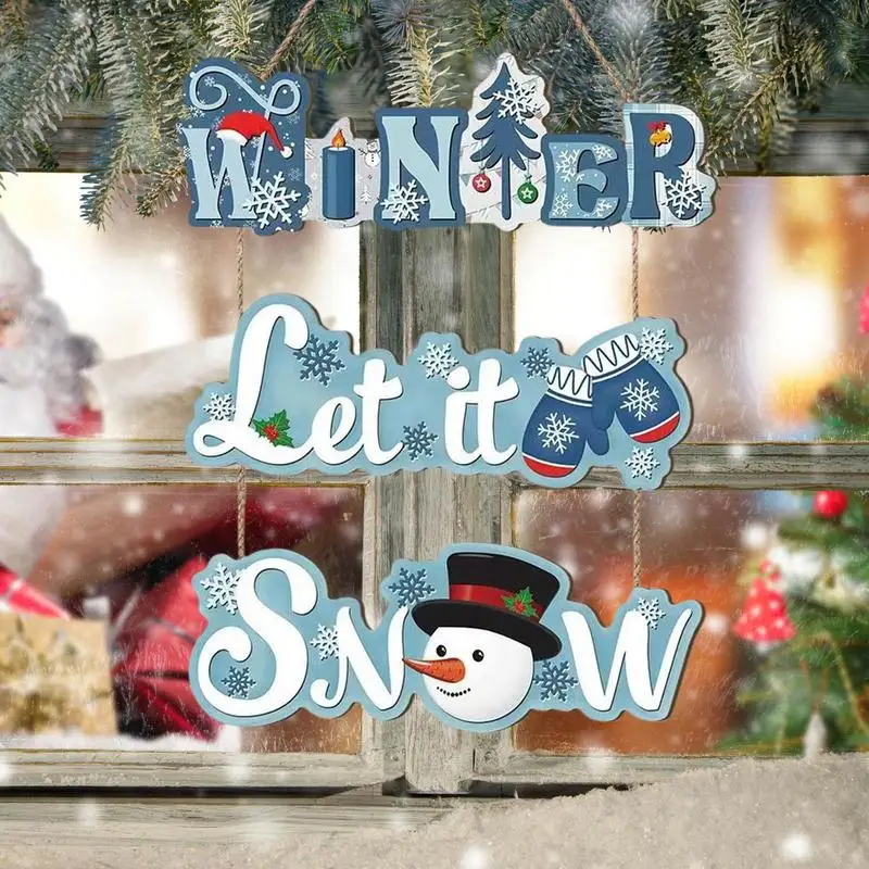 Wooden Snowman Snowflake Winter Sign Christmas Decoration - Image 4