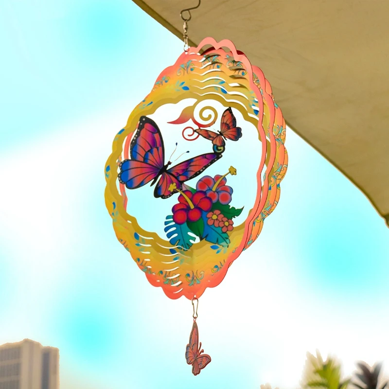 Butterfly Wind Spinners Outdoor 12Inch Garden Decor, For Hanging Patio Yard Decoration - Image 2