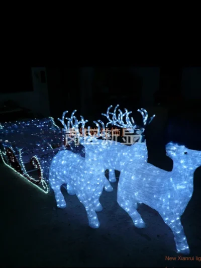 LED Lights Christmas Reindeer Decorations Lamps Sled Iron Decorative Lighting Home Decor Luxury Outdoor Waterproof