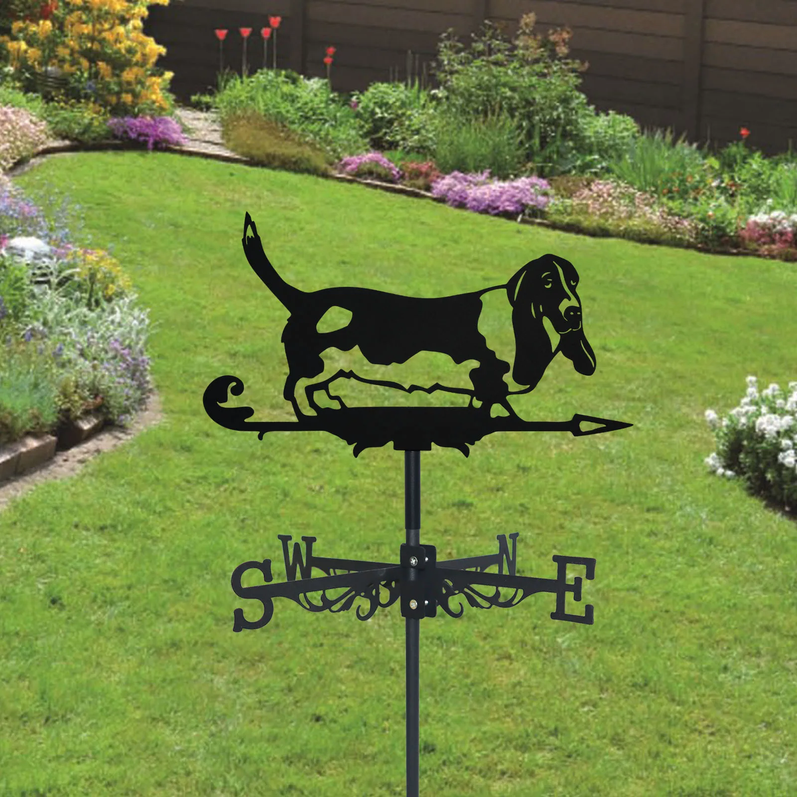 Basset Hound Weathervane Silhouette Art Black Metal Pet Dog Wind Vanes Outdoors Decorations Garden For Roof Yard Building - Image 5
