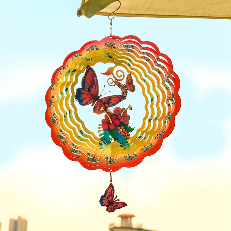 Butterfly Wind Spinners Outdoor 12Inch Garden Decor, For Hanging Patio Yard Decoration - Image 3