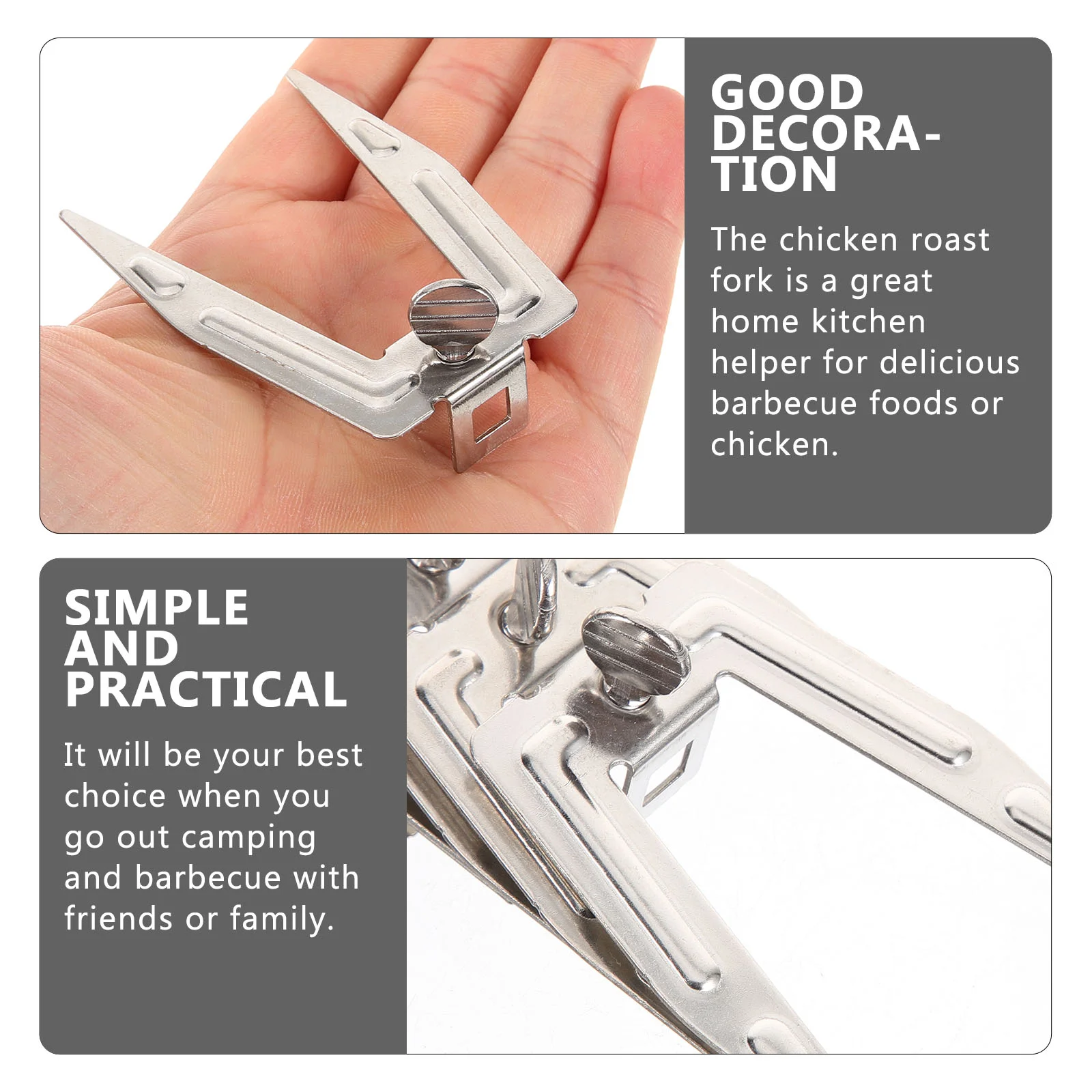 6 Sets Chicken Grilling Supply Airfryers Roasting Fork Rotating Forks Bbq Food Stainless Steel Rack - Image 3