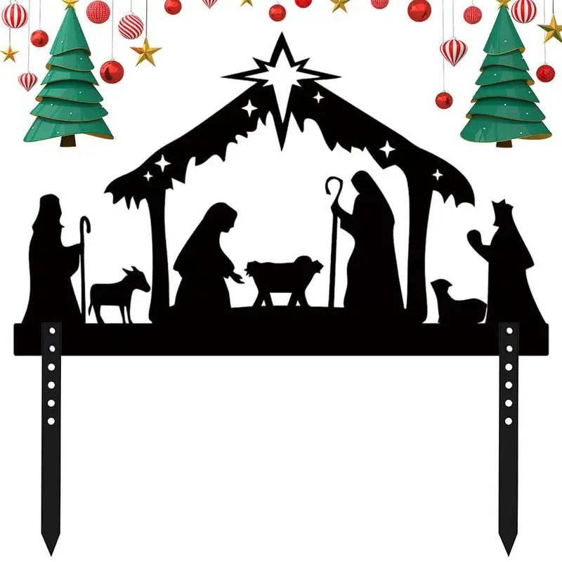 Outdoor Nativity Scenes Christmas Metal Stake Silhouette Birth Of Jesus - Image 4