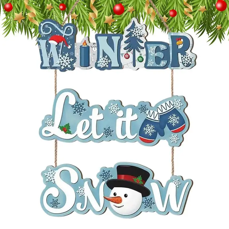 Wooden Snowman Snowflake Winter Sign Christmas Decoration
