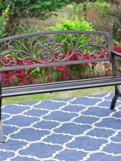 50 Inches Outdoor Garden Bench Arch Legs for Porch Patio Benches Lawn Yard-Bronze Furniture