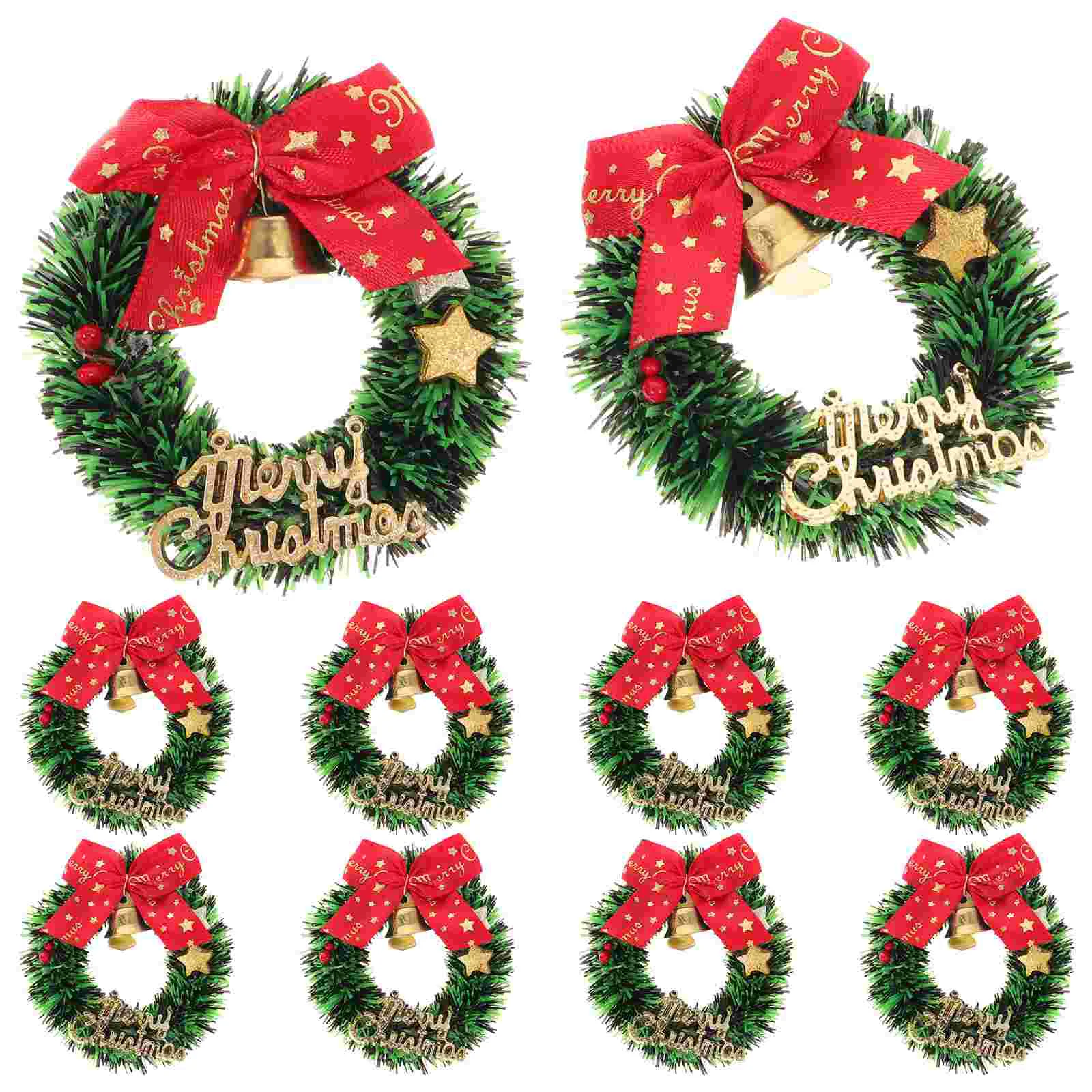 Christmas Wreath Hanging Mini House Small Miniature Garland Pendants Decorative Outdoor - Image 2