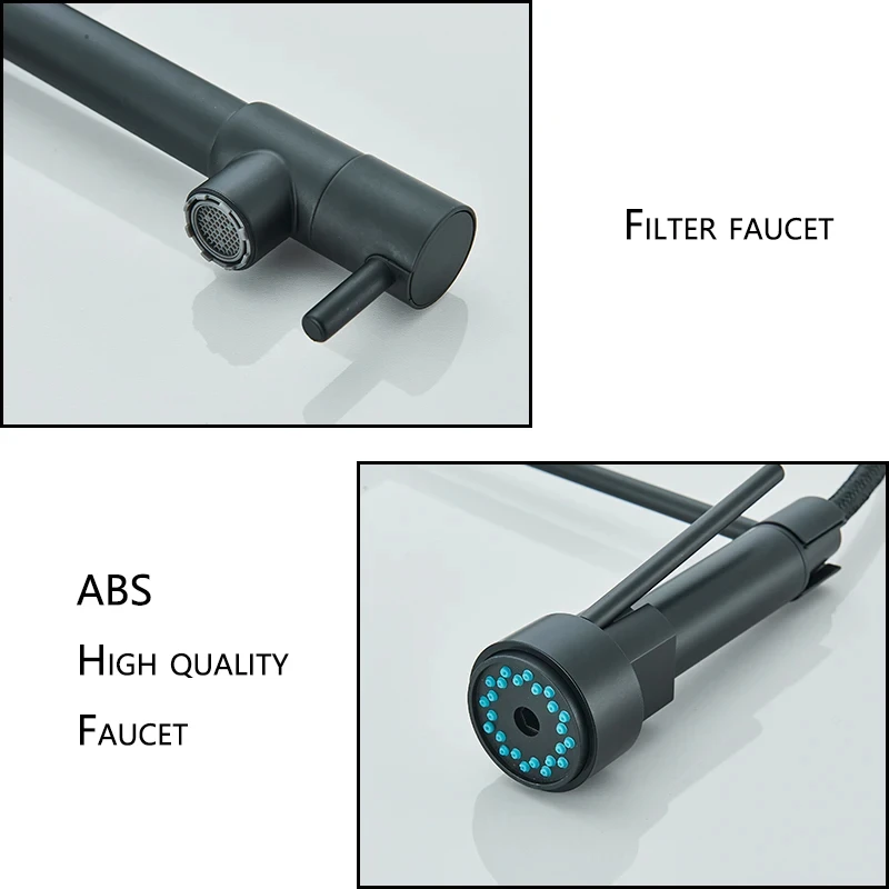 Black Kitchen Sink Faucet Pull Down Hot and Cold Water Mixer - Image 3