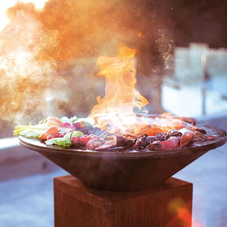 Heavy Duty Metal Grills BBQ Europe New Design Garden Kitchens Fire Pit Barbeque Corten Steel Outdoor Charcoal BBQ Grill - Image 2