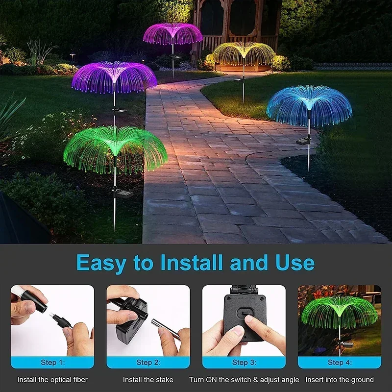 Solar Garden Lights Outdoor Waterproof Fiber Optic Jellyfish Lawn Lights Outdoor Patio Villa Yard Decor - Image 2