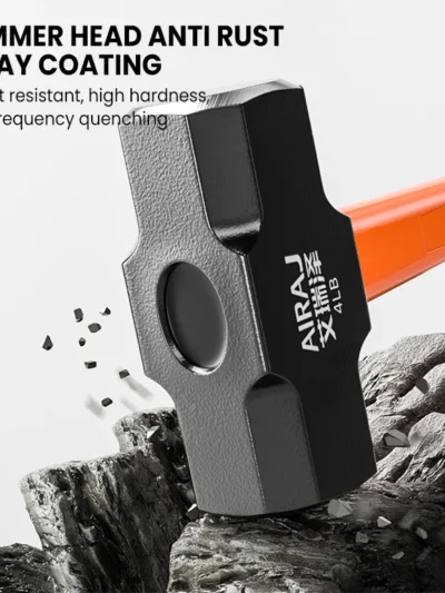 AIRAJ Octagon Hammer Heavy Wall Hammer One-Piece Heavy Hand Hammer Wall Removal Soft Handle Solid Iron Hammer Construction Tool