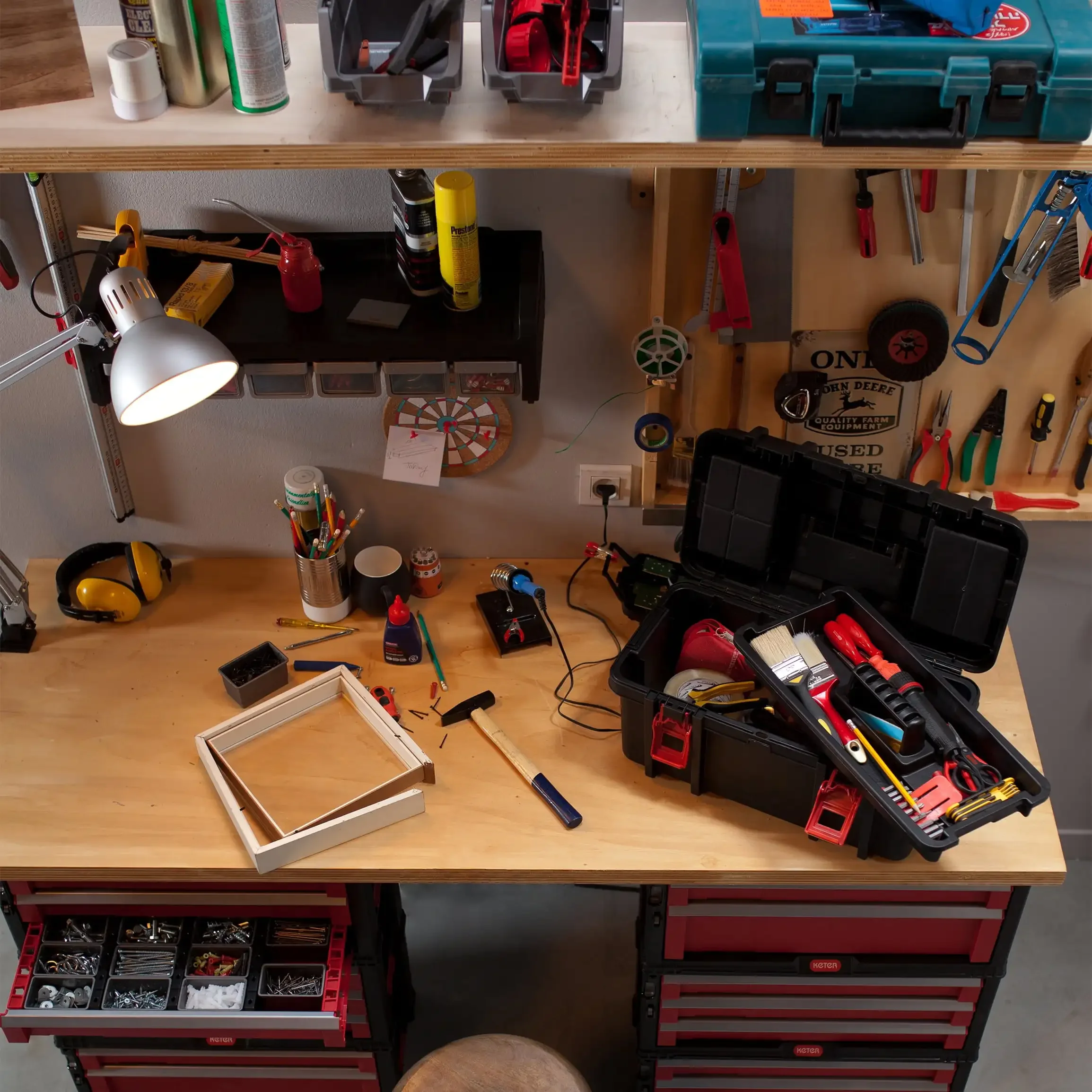 16-inch Toolbox, Plastic Tool and Hardware Storage, Black - Image 2