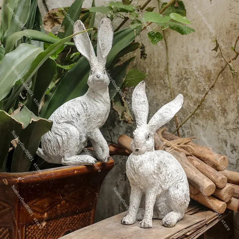 Nordic Easter Decorations for Home Rabbit Crafts Garden Home Decor Artificial Animals Sculpture Bunny Rabbit Ornaments Garden - Image 2