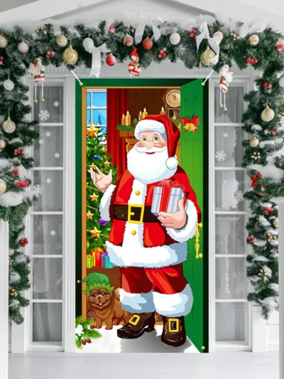Christmas Door Cover Decorative Hanging Cloth Holiday Party Atmosphere