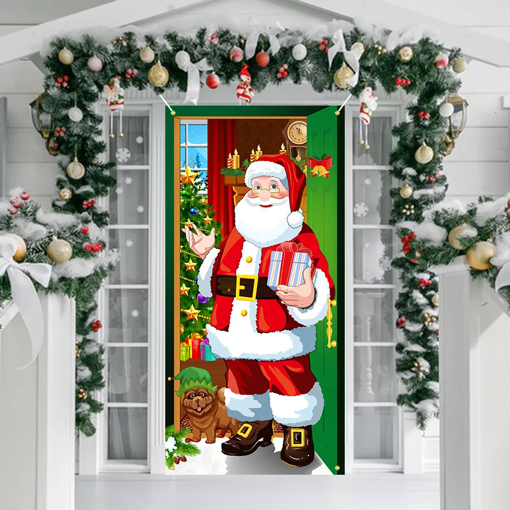 Christmas Door Cover Decorative Hanging Cloth Holiday Party Atmosphere
