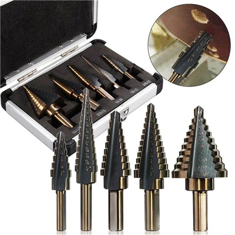 5pcs Step Drill Bit Set Carbide Drill Perforator Hole Cutter Tool - Image 2
