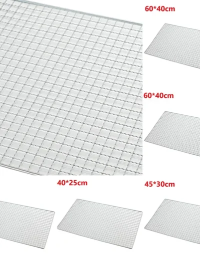 BBQ Grate Mesh Net Grill Grate Grid Grid Rack For Japanese Korean Grill Non Stick Grilling Mats Baking Net