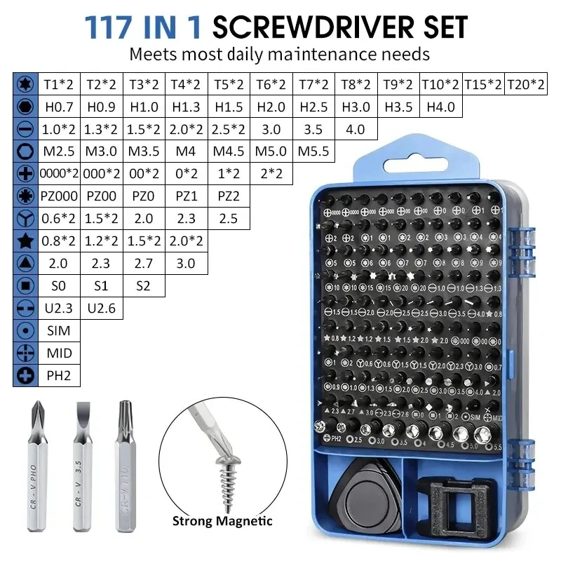 115/117 in 1 Precision Screwdriver Set Magnetic Hex Screw Driver Bits - Image 24