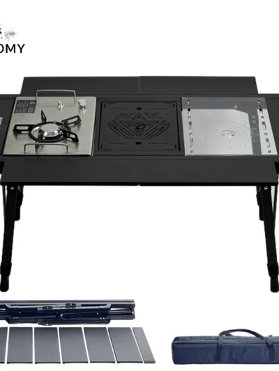 Tryhomy IGT 3 Unit ALuminum Alloy Table Camping Lifting Table Detachable BBQ Multi-functional Table Extensible Picnic Table