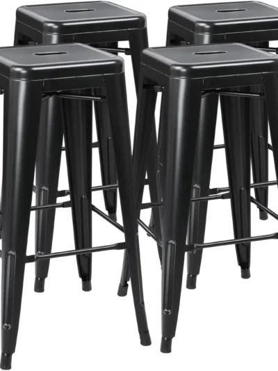 30 Inches Metal Bar Stools High Backless Bar Height Stools Patio Furniture Indoor/Outdoor Kitchen Dining Chair