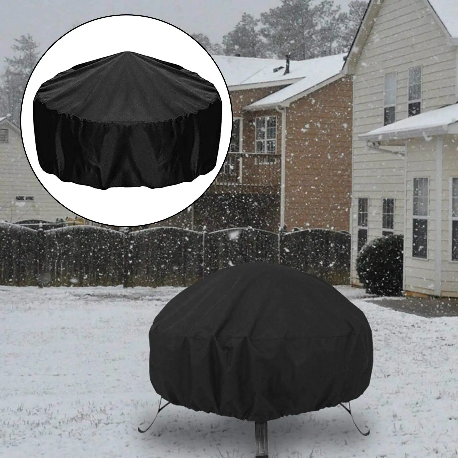 85x85x40cm Round Fire Pit Cover Lawn BBQ Fireplace Grill Covers Waterproof - Image 2